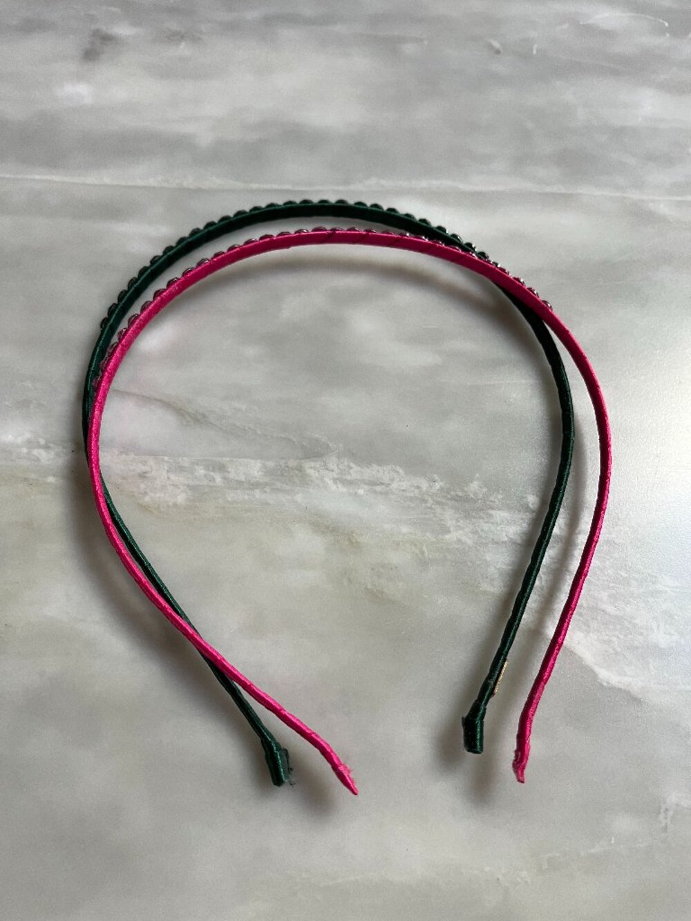 Bari Lynn Skinny Rhinestone pair of Headbands - Pink and Green - Girls One Size
